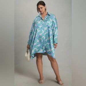 Anthropologie Corey Lynn Calter Long-Sleeve Printed Mini Shirt Dress Size XL NWT
